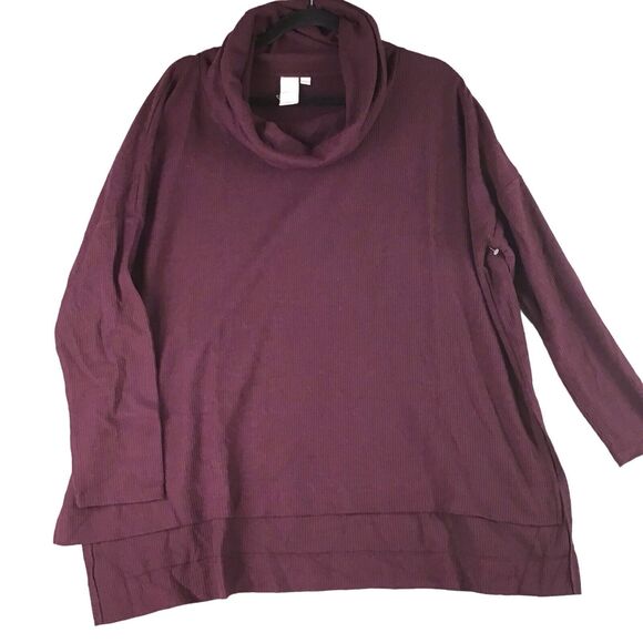 Ady P Womens Medium Oversized Tunic Sweater Maroon Cowl Neck High Low Hem NWOT - Picture 6 of 14